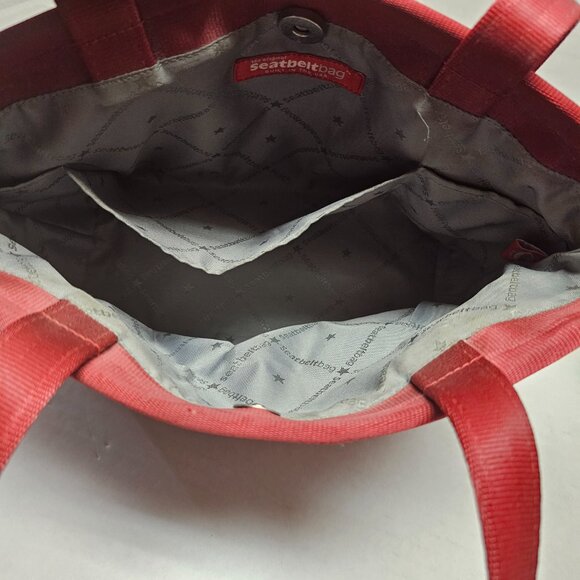 Harveys Seatbelt Dark Red Woven Small Tote Vintage Y2K Purse Shoulder Bag - Picture 8 of 14